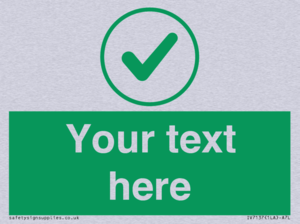 Custom green background, green tick in circle sign